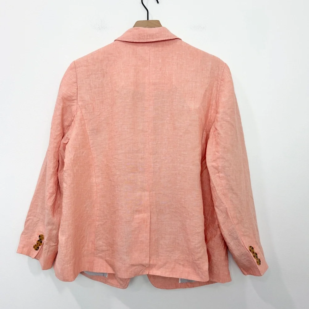 Talbots Linen Blazer Women’s 20W Petite Peach Coral Lightweight Jacket Classic - Picture 2 of 7